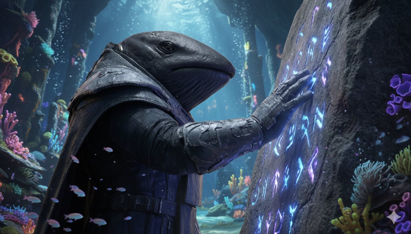 Black Whale Underwater Runes